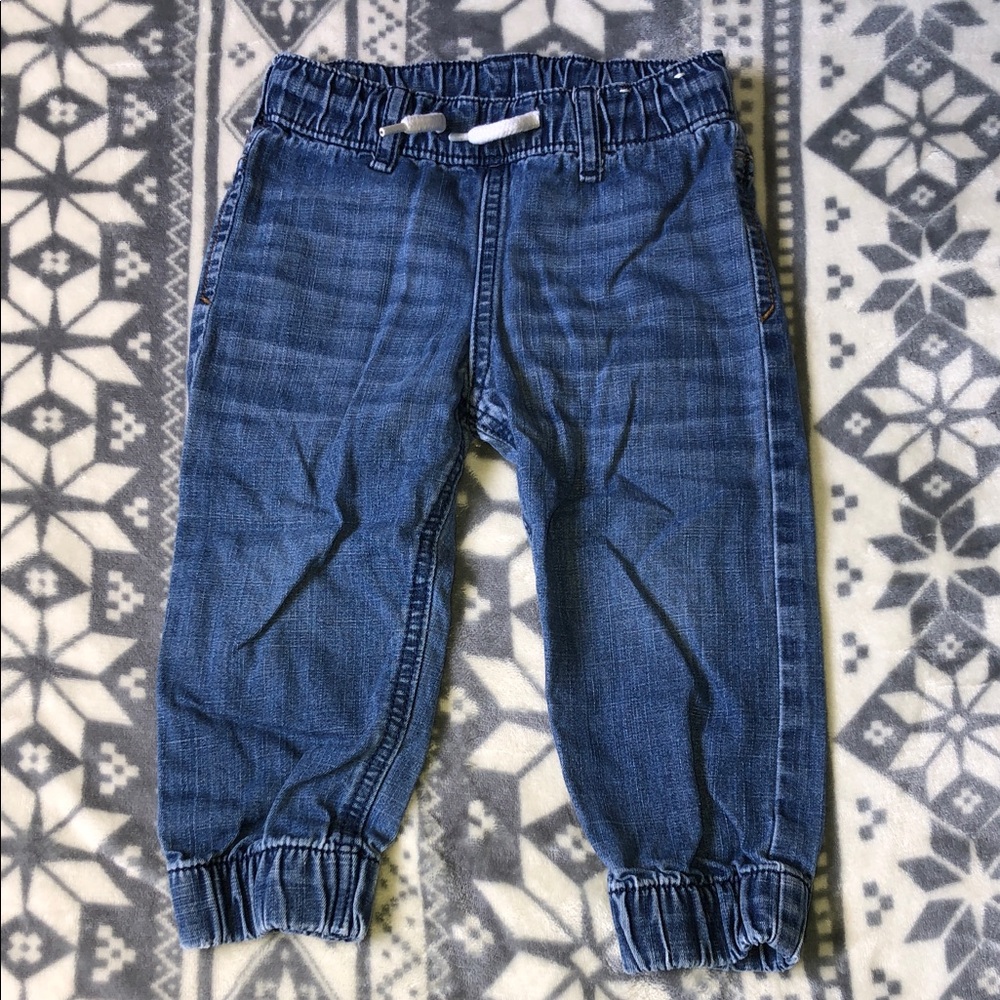 Blue Elastic Waist Jogger Jeans for Kids